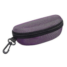 (Purple) Portable Sunglasses Case Glasses Protector Lightweight Zipper Eyeglass Shell With Carabiner