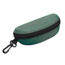(Green) Portable Sunglasses Case Glasses Protector Lightweight Zipper Eyeglass Shell With Carabiner