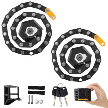 Folding Bike Lock High Strength Alloy Chain With 3 Keys And Mounting Bracket 85cm Anti Theft Bicycle Lock Two Pack