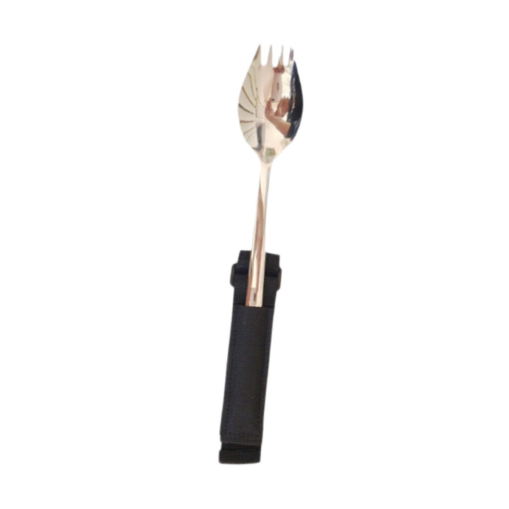Adaptive Spork Utensil For Elderly With Cuff Utensil Holder Strap Stainless Steel 2-In-1 Spoon Fork Eating Assistance
