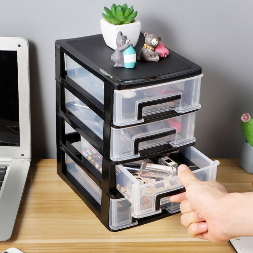 2Pcs Four-Layer Plastic Drawer Storage Cabinet Portable Organizer 2