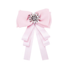 3 Pcs Bowknot Brooch Shirt Bow Tie Rhinestone Corsage Breastpin Pink