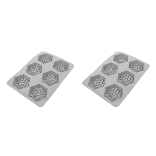 2Pcs 6 Cavities 3D Bee Honeycomb Silicone Soap Mold 1
