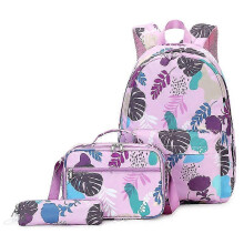 (Purple) KINZON Kaxidy Backpack Set 3 In 1 Schoolbag With Lunch Box Pencil Case Travel Bag
