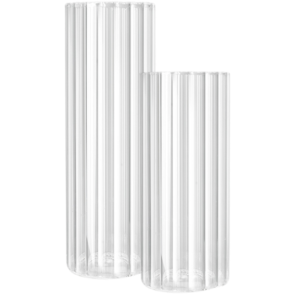 4 Pcs Glass Flower Vase Striped Decorative Container-image-OPC-PKYH9MJ-NEW