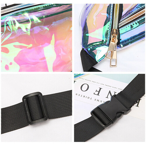 2Pcs Transparent Holographic Pvc Waist Bag Multi-Functional