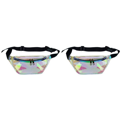 2Pcs Transparent Holographic Pvc Waist Bag Multi-Functional 2