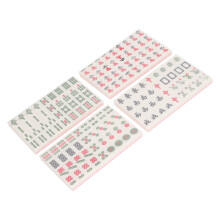 Portable Pink Chinese Mahjong Set - Clear Patterns & Melamine Material