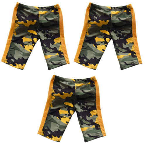 3Pcs Boys Camouflage Quick Dry Swim Trunks With Drawstring Size L 2