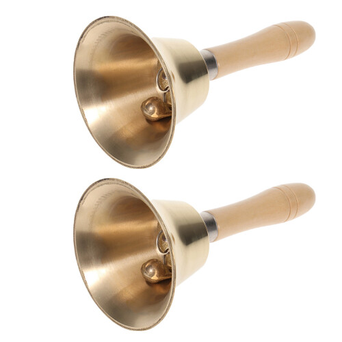 6 Pcs Copper Bell With Wood Handle For Dinner Party Service 1