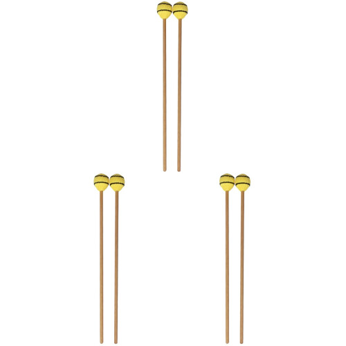 3 Pairs Medium Keyboard Marimba Mallets Blue Yarn Head Beech Handle 1