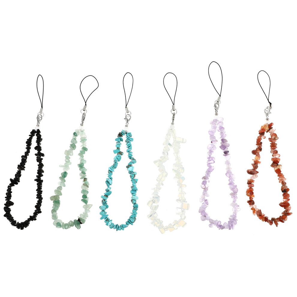 18 Pcs Crystal Beaded Phone Lanyard With Hanging Charms Mixed Color 033787665605