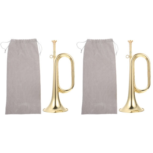 2Sets Anfänger Bugle Trompete Aus Messing Schule Militärorchester Bunt 1