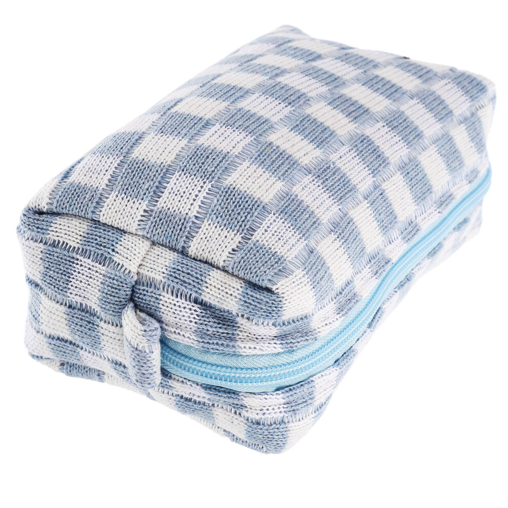 Aboofan 3Pcs Woolen Yarn Makeup Bag Large Capacity Checkered Toiletry Bag