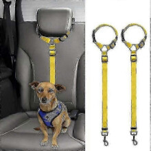 (Purple) Pet Seat Belt For Car - Adjustable Dog Safety Harness With Elastic Buffer