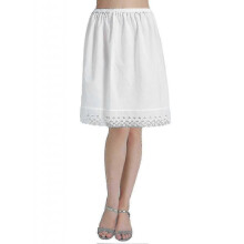 (XL, Ivory-50cm Length) "100% Cotton Women'shalf Slip Underskirt Vintage Skirt Extender With Lace Embroidery" n