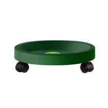 (38cm, Green) Large Wheeled Plant Stand - Green Round Tray 35cm