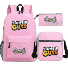 (2) Stumble Guys Banana Print Schoolbag Boys Cosplay Backpack - Shoulder Bags, Student Back Pack, Kids Anime Backpacks (3pcs Set)