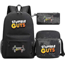 (1) Stumble Guys Banana Print Schoolbag Boys Cosplay Backpack - Shoulder Bags, Student Back Pack, Kids Anime Backpacks (3pcs Set)