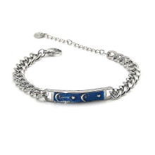 (Silver) Trendy Blue Enamel Star and Moon Bracelet Fashion Accessories