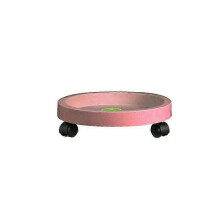 (28cm, Red) Large Wheeled Plant Stand - Green Round Tray 35cm