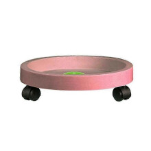 (38cm, Red) Large Wheeled Plant Stand - Green Round Tray 35cm
