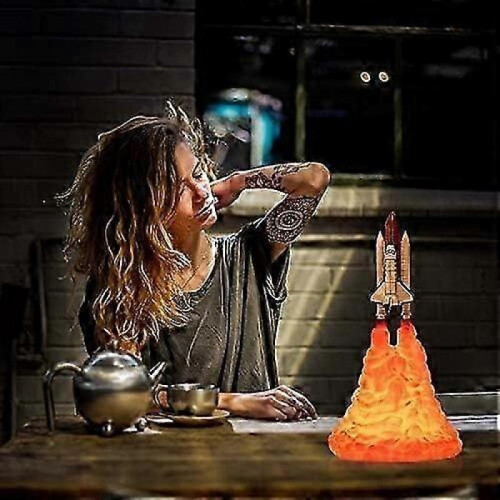 3D Decoration Night Light, 3D Printing Rocket Lamp Space Shuttle Lamp USB Rechargeable Gift for Chri 1