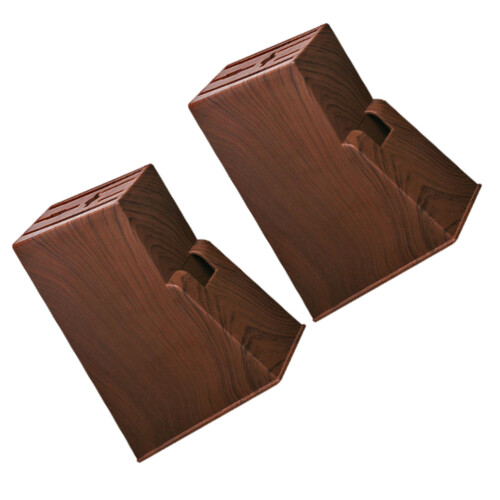 4 Pcs Block Holder Wood Grain Plastic Storage Rack 1