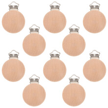 10Pcs Wooden Infant Pacifier Clips Teething Soother Round 35Mm