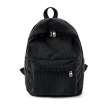 (Black) Women Vintage Rucksack Corduroy Backpack School Bag Casual Computer Bookbag