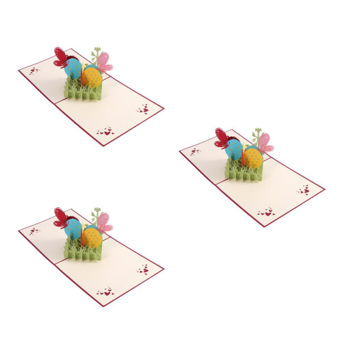 3Pcs 3D Easter Bunny And Eggs Flowers Cutouts Up Easter Cards 1