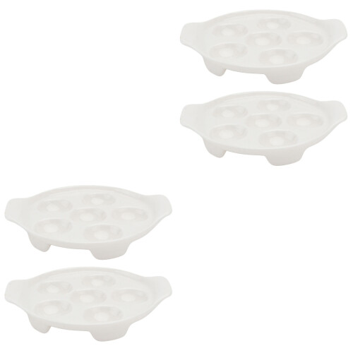 4 Pcs Snail Dish Binaural White Fishplate Ceramics 2