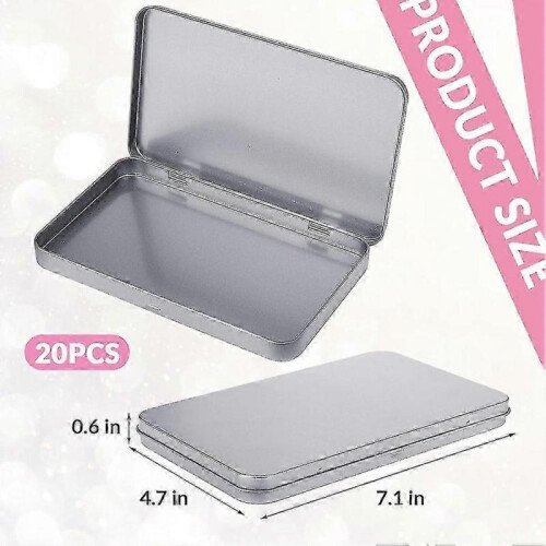 Rectangular Metal Tin Box with Lid Metal Hinged Lid Tin Metal Empty Tin Box Container Silver Storage Tin Box,2pcs 1