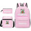 (Pink) Leisure Unspeakable Student Schoolbag Backpack Small Shoulder Bag Pen Bag Three-piece Set 1