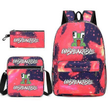 (Star Red) Leisure Unspeakable Student Schoolbag Backpack Small Shoulder Bag Pen Bag Three-piece Set