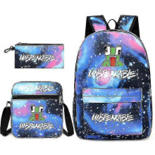 (Star Blue) Leisure Unspeakable Student Schoolbag Backpack Small Shoulder Bag Pen Bag Three-piece Set