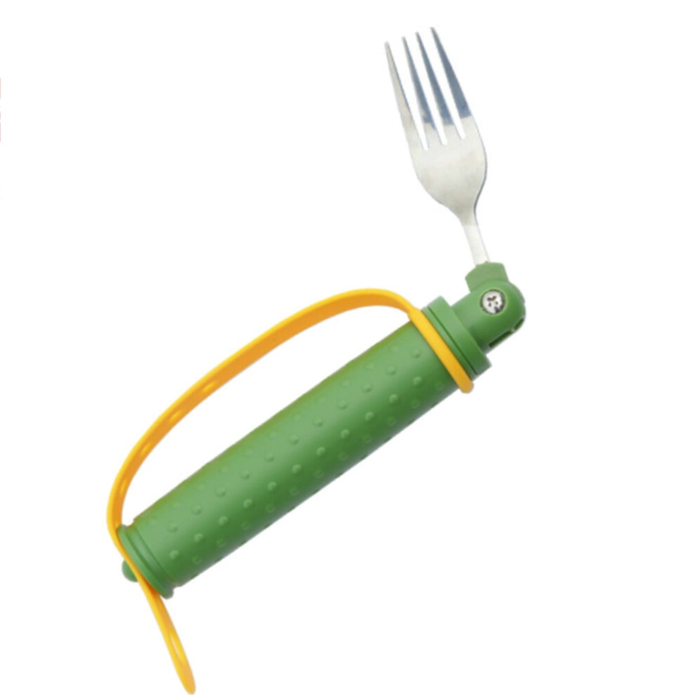 Green Adaptive Disabled Utensils Forks Adjustable Strap Anti-Shake Easy-Grip Cutlery For Elderly Parkinson's Arthritis