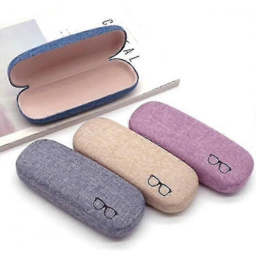 3pack Hard Shell Eyeglasses Case Protector Linen Fabrics Large Glasses Case Concise