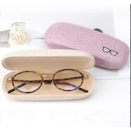 3pack Hard Shell Eyeglasses Case Protector Linen Fabrics Large Glasses Case Concise 1