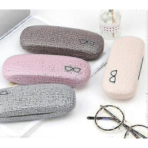 3pack Hard Shell Eyeglasses Case Protector Linen Fabrics Large Glasses Case Concise 2