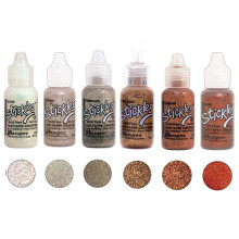 Ranger Stickles Glitter Glue Bundle A """"Flicker"""" - est ,5 fl oz lahv - Rampouch Glisten Platinum Rose Gold Copper and Sunset