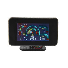 4 in 1 LCD 12V/24V Oil Pressure Voltmeter Volt Water Temperature Oil Fuel Gauge with 10mm Sensor fo