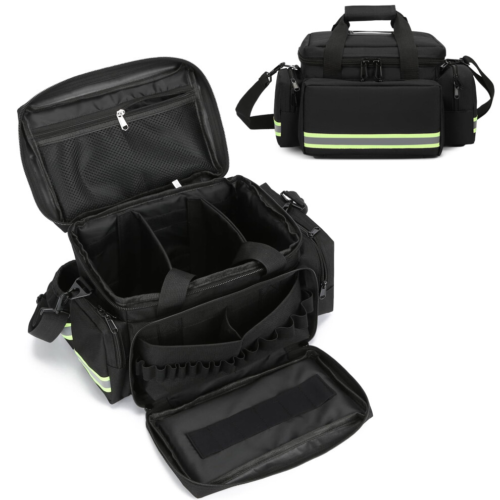 Black First Aid Bag 12L Nylon Medical Kit Case Ems Compatible Waterproof Dustproof