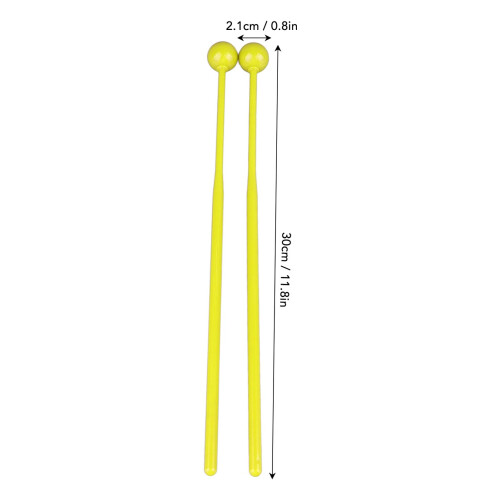 Kids Training Percussion Drumsticks 2PCS Plastic Ball Head Yellow 1
