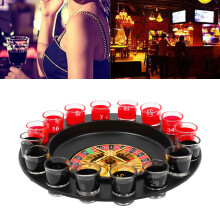 Drinking Shot Glass Turntable Game Set - 16 Glasses, 2 Metal Balls, 30x30x5cm