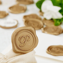 Adhesive Wax Seal Stickers 25Pk Pre-Made from Real Sealing Wax-Gold In