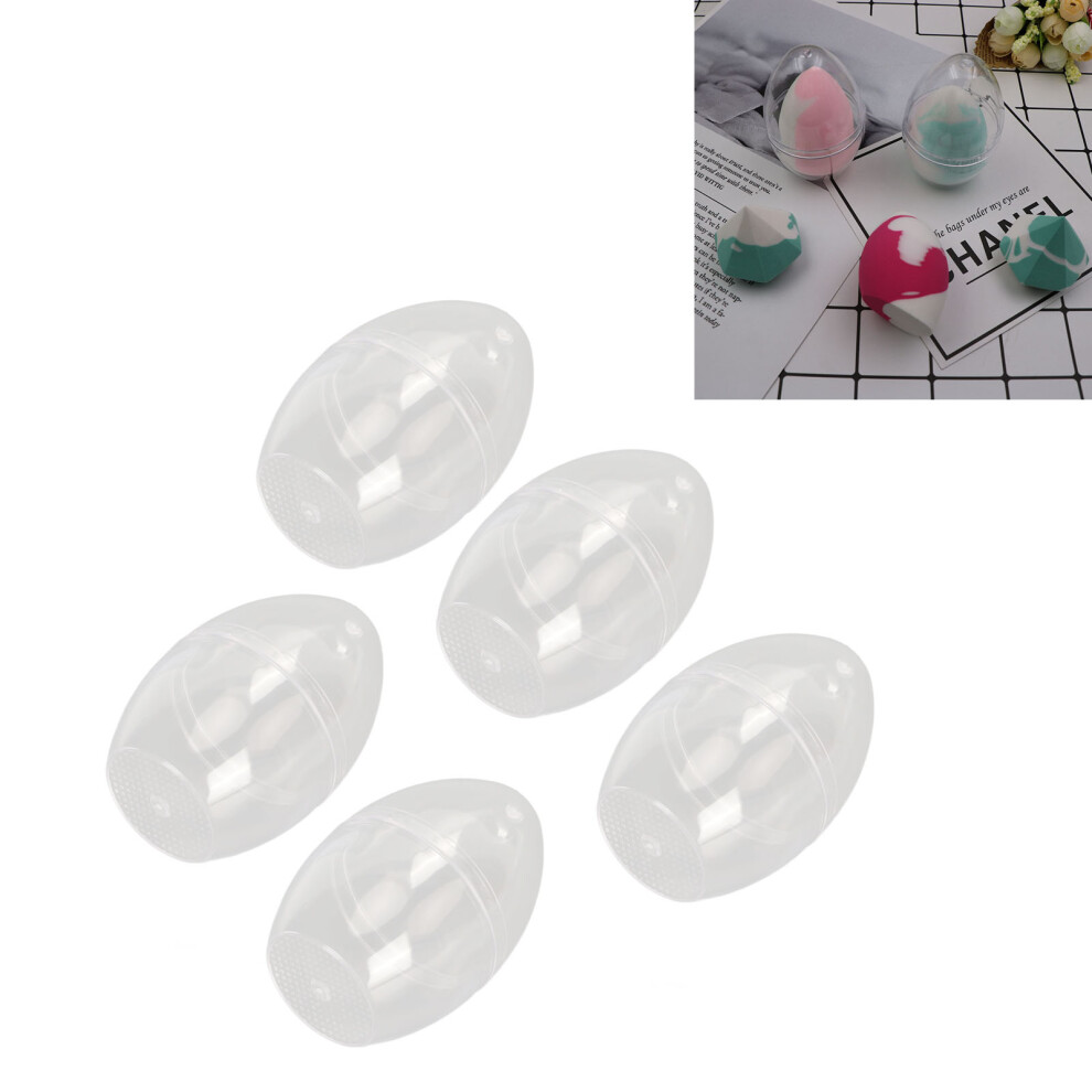Egg Shaped Makeup Sponge Holder 5pcs Set Portable Transparent Box