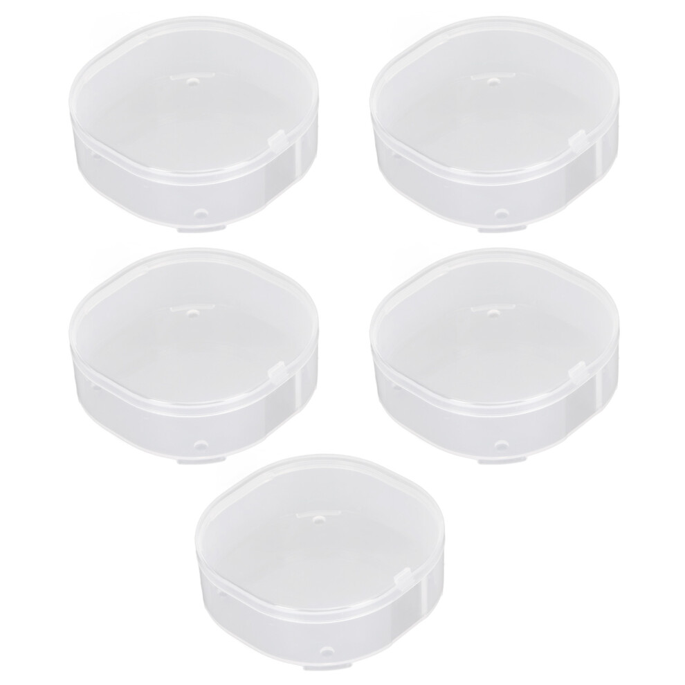 5pcs Transparent Powder Puff Storage Box 7x2.2cm for Bead Earrings