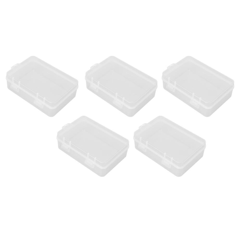 5Pcs Hinged Lid Transparent Boxes for Jewelry & Small Craft Storage