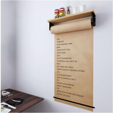 Kraft Paper Roll Holder And Dispenser With Cutter Bar And Wood Shelves 27.5-Inch Wide (70 cm) One Color